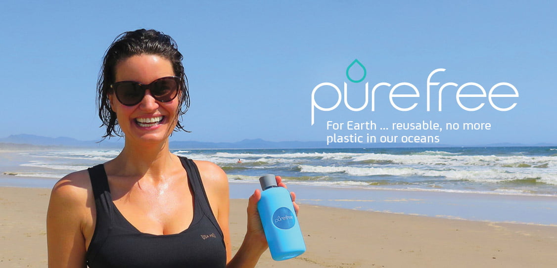 PureFree glass water bottles, coffee cups and pantry storage